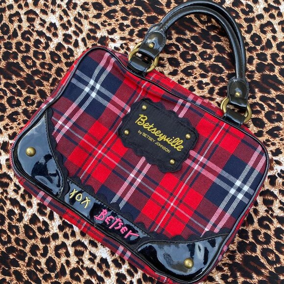 Betsey Johnson y2k plaid makeup bag - Picture 2 of 8